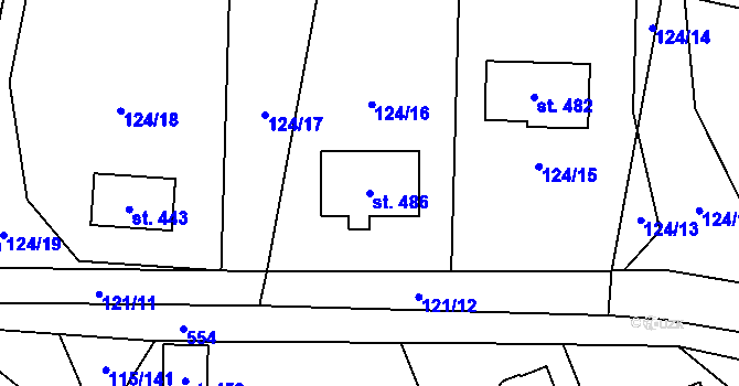 Parcela st. 486 v KÚ Tmaň, Katastrální mapa