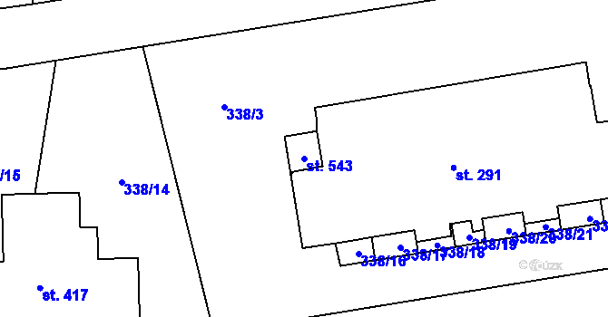 Parcela st. 543 v KÚ Tmaň, Katastrální mapa