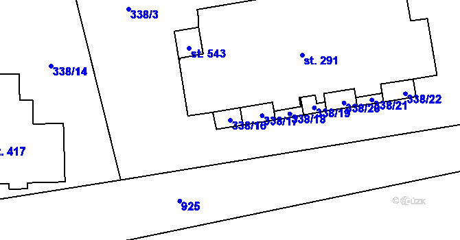 Parcela st. 338/16 v KÚ Tmaň, Katastrální mapa