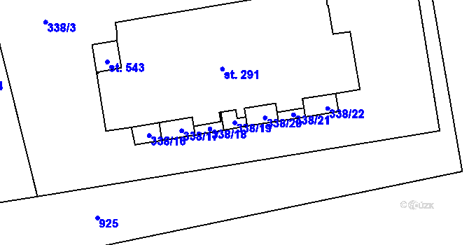 Parcela st. 338/19 v KÚ Tmaň, Katastrální mapa