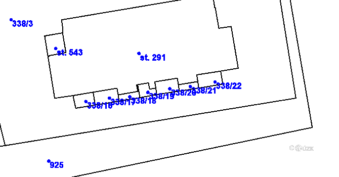 Parcela st. 338/20 v KÚ Tmaň, Katastrální mapa