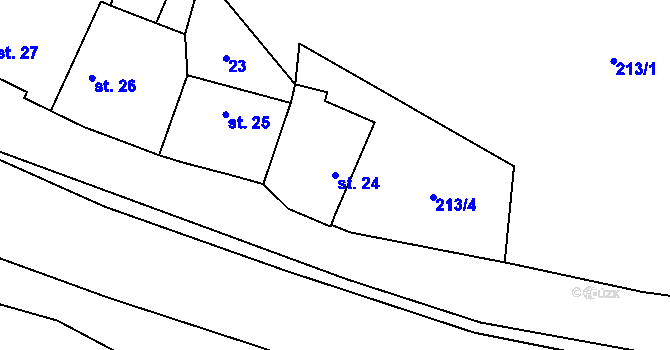 Parcela st. 24 v KÚ Tmáň, Katastrální mapa