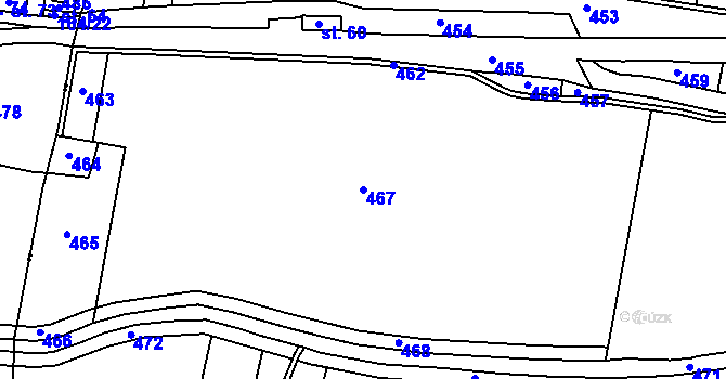 Parcela st. 467 v KÚ Tmáň, Katastrální mapa