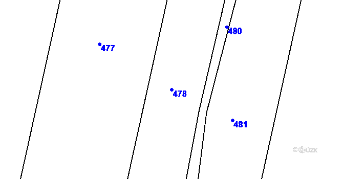Parcela st. 478 v KÚ Tmáň, Katastrální mapa