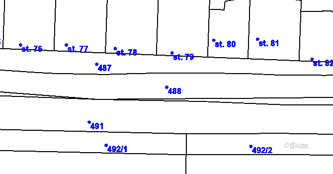 Parcela st. 488 v KÚ Tmáň, Katastrální mapa