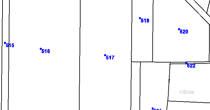 Parcela st. 517 v KÚ Tmáň, Katastrální mapa