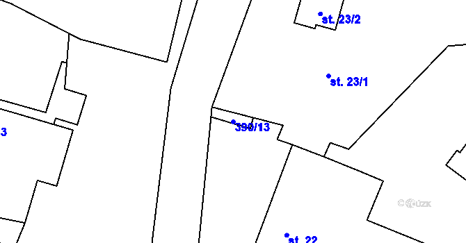 Parcela st. 390/13 v KÚ Tmáň, Katastrální mapa
