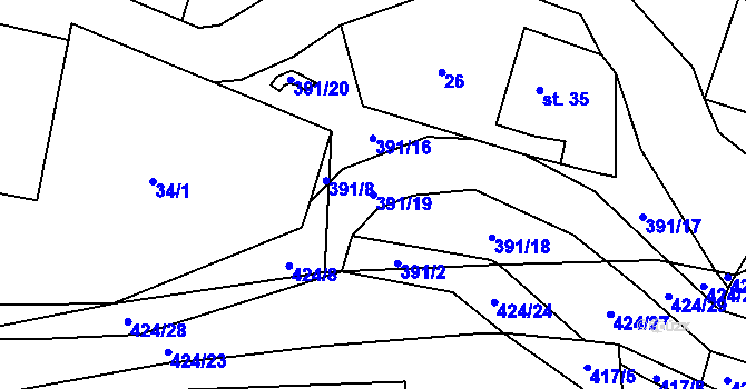 Parcela st. 391/19 v KÚ Tmáň, Katastrální mapa