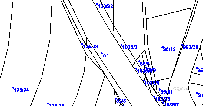 Parcela st. 7/1 v KÚ Dehtín, Katastrální mapa
