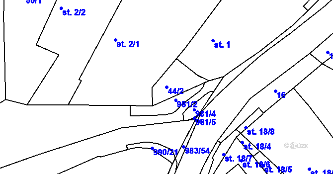 Parcela st. 44/2 v KÚ Dehtín, Katastrální mapa