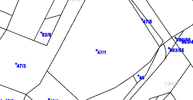 Parcela st. 47/1 v KÚ Dehtín, Katastrální mapa