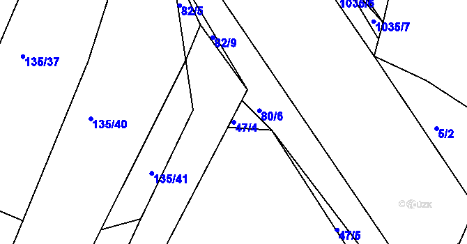 Parcela st. 47/4 v KÚ Dehtín, Katastrální mapa