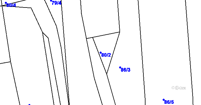 Parcela st. 80/2 v KÚ Dehtín, Katastrální mapa