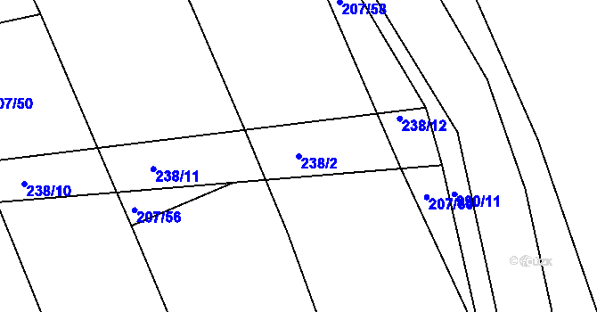 Parcela st. 238/2 v KÚ Dehtín, Katastrální mapa