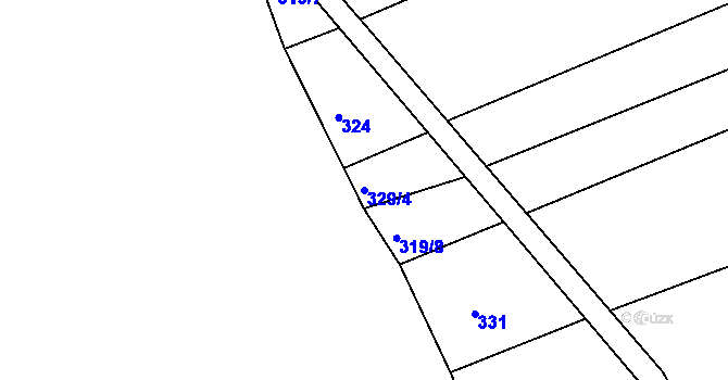 Parcela st. 329/4 v KÚ Dehtín, Katastrální mapa