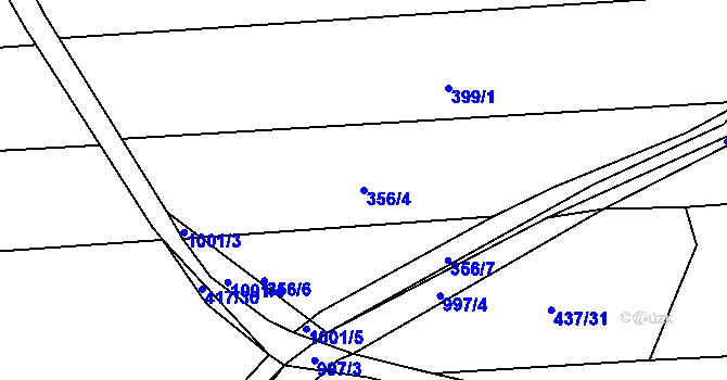 Parcela st. 356/4 v KÚ Dehtín, Katastrální mapa