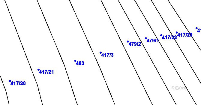 Parcela st. 417/3 v KÚ Dehtín, Katastrální mapa