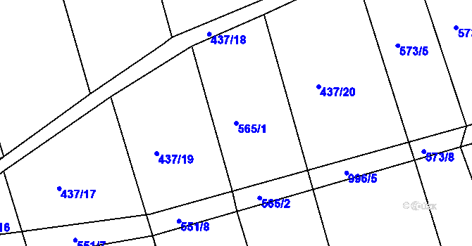Parcela st. 565/1 v KÚ Dehtín, Katastrální mapa
