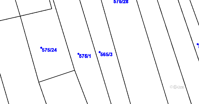 Parcela st. 565/3 v KÚ Dehtín, Katastrální mapa