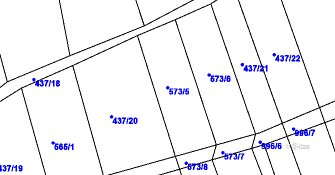 Parcela st. 573/5 v KÚ Dehtín, Katastrální mapa