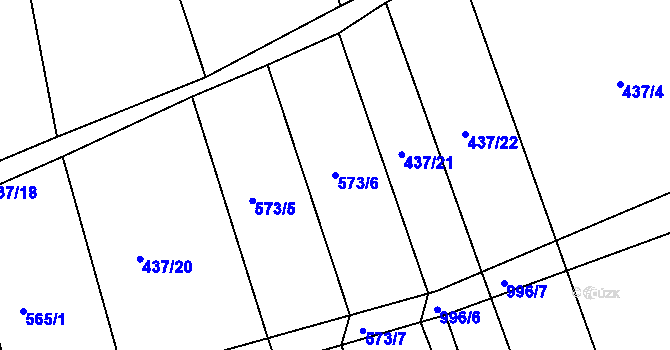 Parcela st. 573/6 v KÚ Dehtín, Katastrální mapa