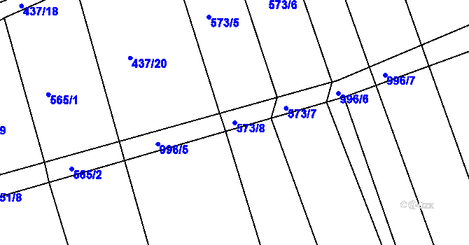 Parcela st. 573/8 v KÚ Dehtín, Katastrální mapa