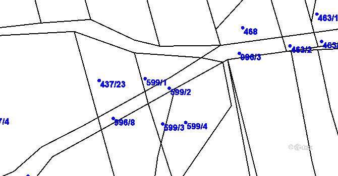 Parcela st. 599/2 v KÚ Dehtín, Katastrální mapa