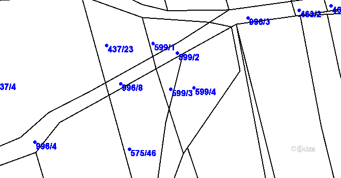 Parcela st. 599/3 v KÚ Dehtín, Katastrální mapa