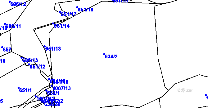 Parcela st. 634/2 v KÚ Dehtín, Katastrální mapa