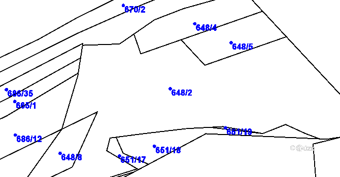 Parcela st. 648/2 v KÚ Dehtín, Katastrální mapa