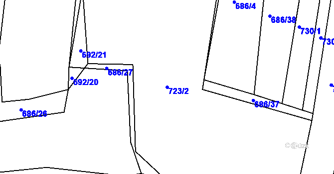 Parcela st. 723/2 v KÚ Dehtín, Katastrální mapa