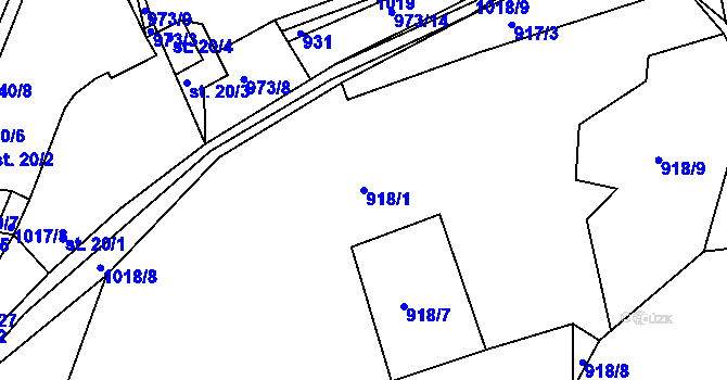 Parcela st. 918/1 v KÚ Dehtín, Katastrální mapa