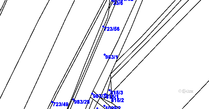 Parcela st. 983/1 v KÚ Dehtín, Katastrální mapa