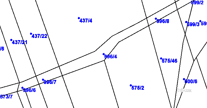Parcela st. 996/4 v KÚ Dehtín, Katastrální mapa