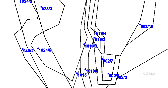 Parcela st. 1018/2 v KÚ Dehtín, Katastrální mapa