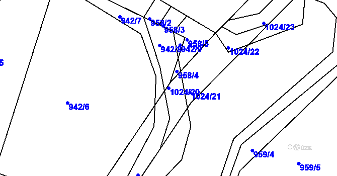 Parcela st. 1024/20 v KÚ Dehtín, Katastrální mapa