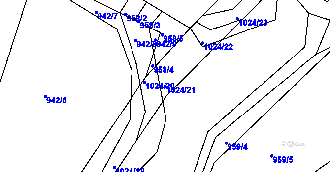 Parcela st. 1024/21 v KÚ Dehtín, Katastrální mapa