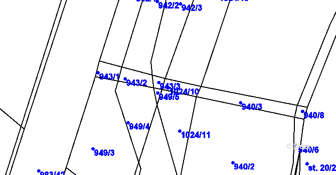Parcela st. 1024/10 v KÚ Dehtín, Katastrální mapa