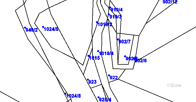 Parcela st. 1018/4 v KÚ Dehtín, Katastrální mapa