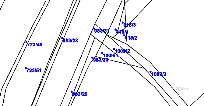 Parcela st. 1009/1 v KÚ Dehtín, Katastrální mapa