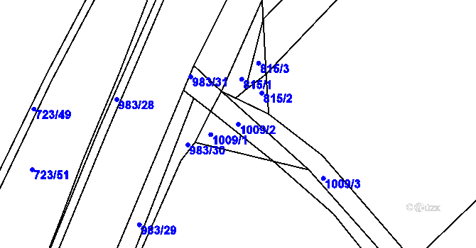 Parcela st. 1009/2 v KÚ Dehtín, Katastrální mapa
