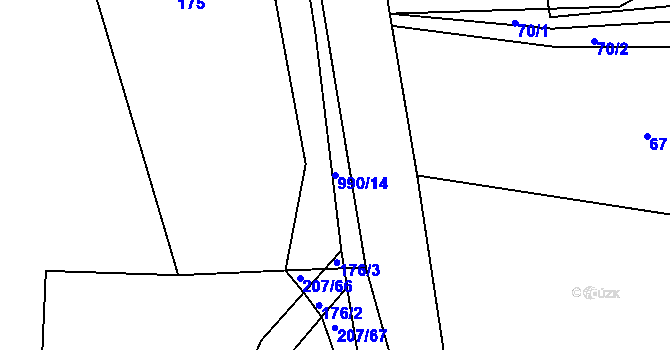 Parcela st. 990/14 v KÚ Dehtín, Katastrální mapa