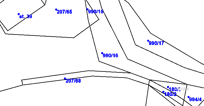 Parcela st. 990/16 v KÚ Dehtín, Katastrální mapa