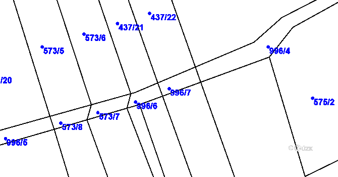 Parcela st. 996/7 v KÚ Dehtín, Katastrální mapa