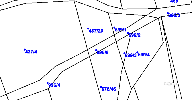 Parcela st. 996/8 v KÚ Dehtín, Katastrální mapa