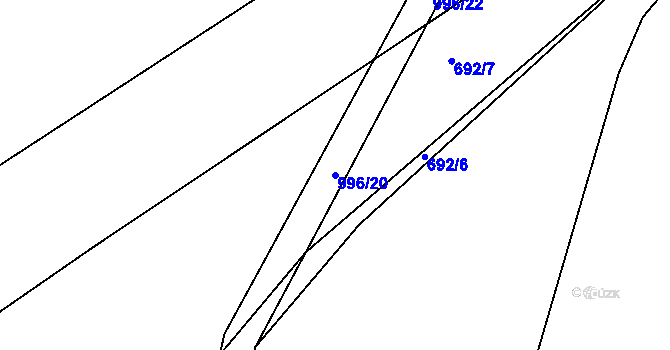Parcela st. 996/20 v KÚ Dehtín, Katastrální mapa