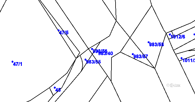 Parcela st. 983/40 v KÚ Dehtín, Katastrální mapa