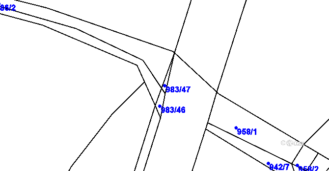 Parcela st. 983/47 v KÚ Dehtín, Katastrální mapa