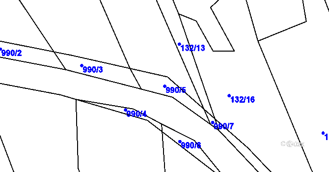 Parcela st. 990/5 v KÚ Dehtín, Katastrální mapa