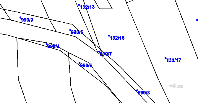 Parcela st. 990/7 v KÚ Dehtín, Katastrální mapa